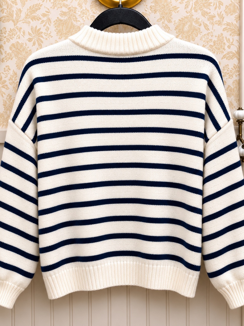 Old Navy Cream & Navy Striped Cardigan with Red Heart Patch - Picture 2 of 3